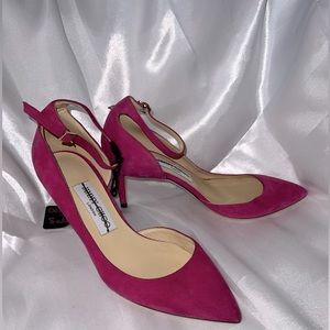 Jimmy Choo Lucy Suede Heel Pump Raspberry